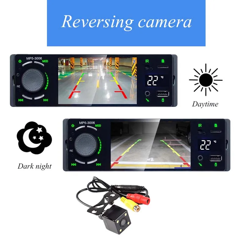 4LED camera 1 din 4," радио для автомобиля мультимедийный плеер HD сенсорный экран USB TF Поддержка Bluetooth дисплей температуры Авторадио MP5 плеер - Цвет: 4LED camera