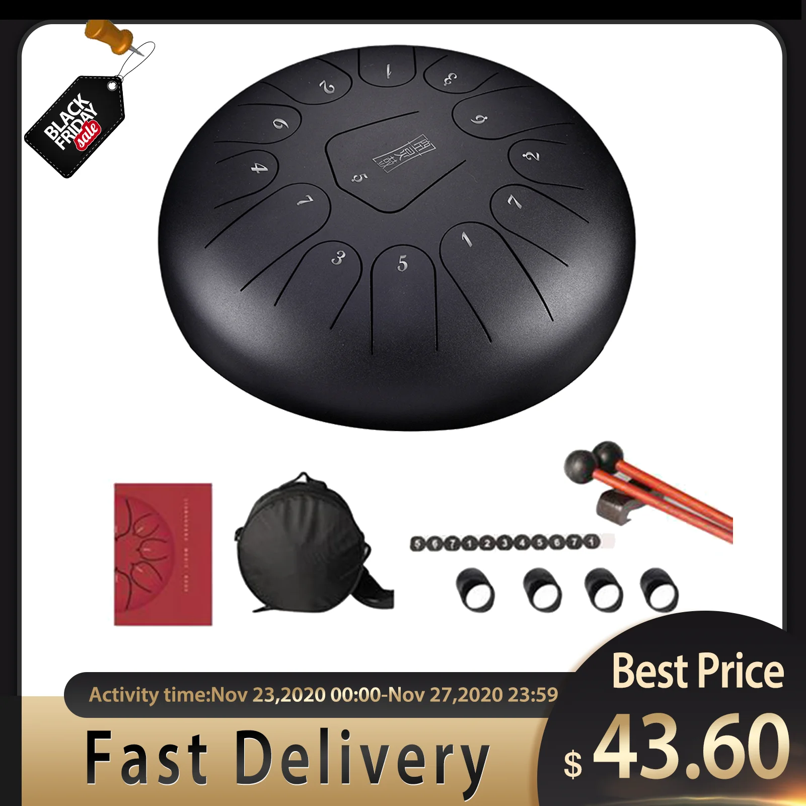 12 дюймов мини барабан 13 тон Сталь язык Handpan инструмент с мягким сумка и пару