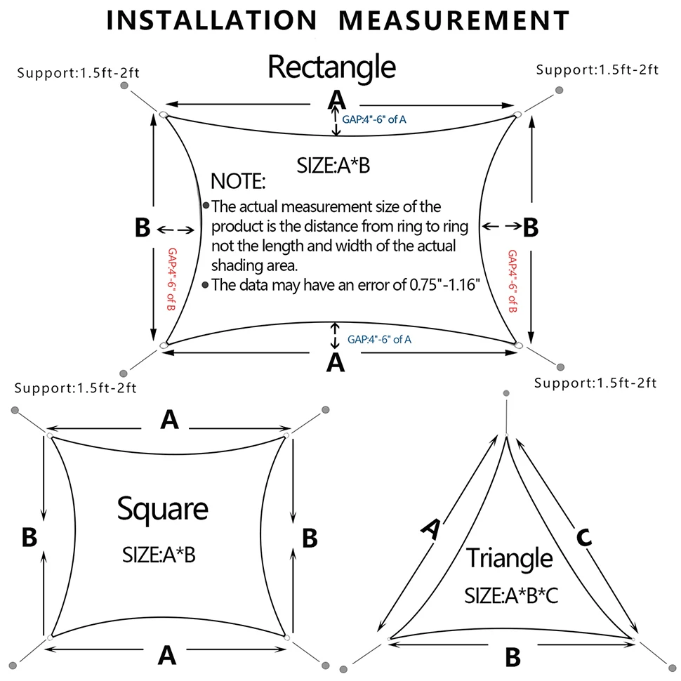 

Waterproof Shade Sail Rectangle Triangular Shade Sail Garden Terrace Canopy Swimming Gazibo Tent Waterproof Canopy Pergola