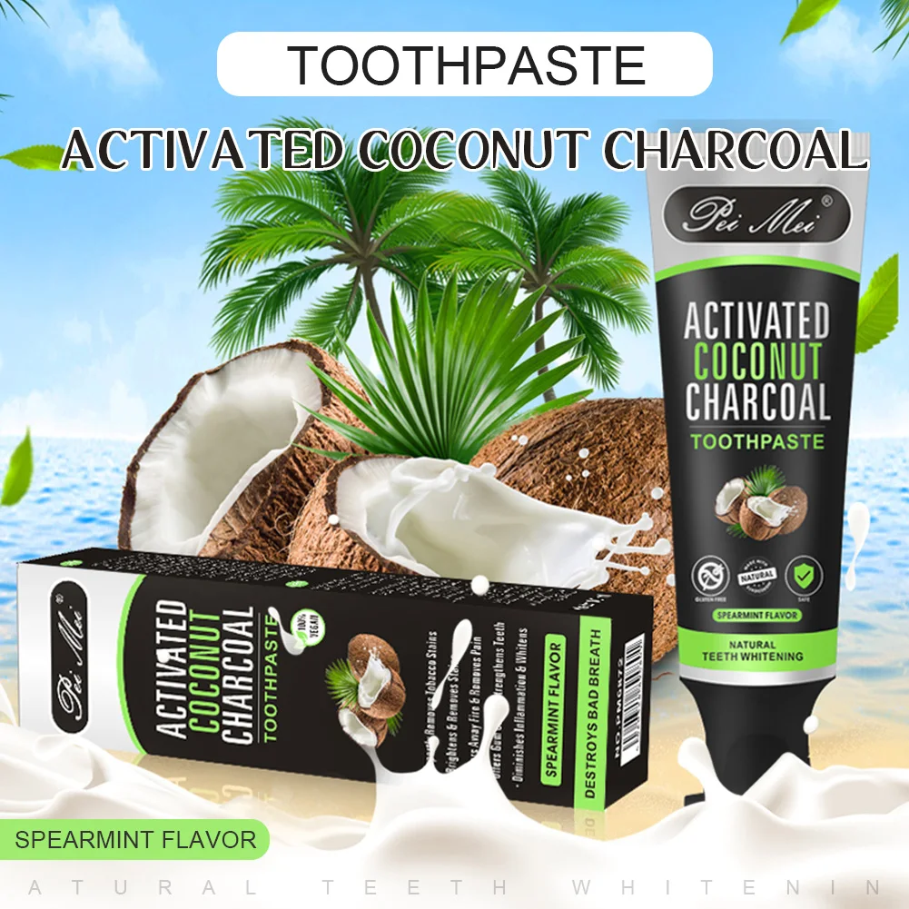 Кокосовая зубная паста белая с активированным углем для уменьшения неприятного
