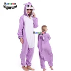 Фиолетовый кролик мультфильм мужской косплей костюм цельный пижамы животные комбинезон пижамы Хэллоуин женские спальные костюмы кенгуруми