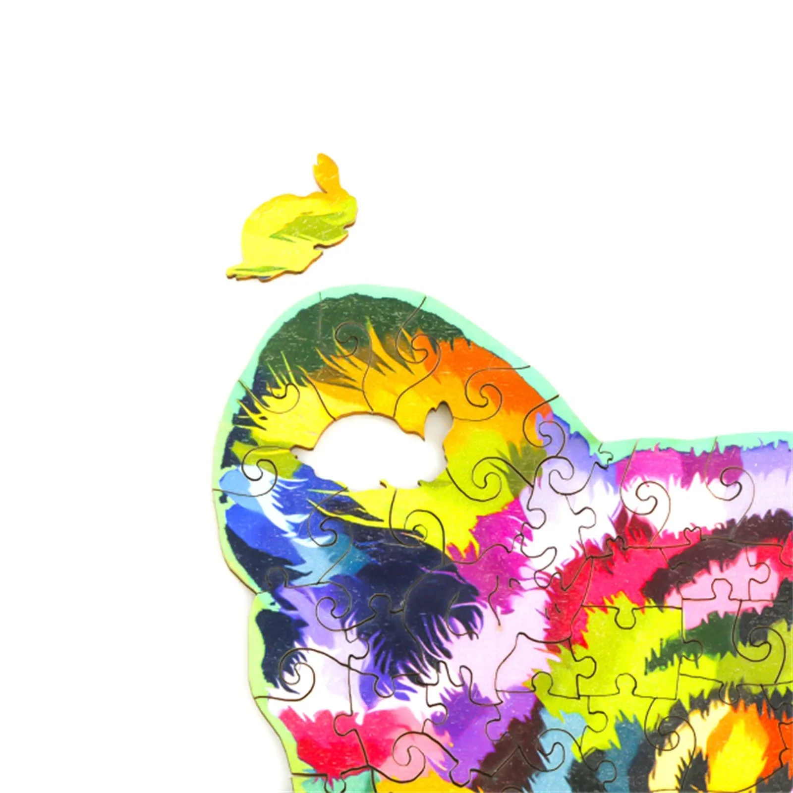 

Rainbow-tiger Wooden Puzzle Unique Shape Pieces Animal Gift for Adults and Kids Improve Concentration Relieve Stress
