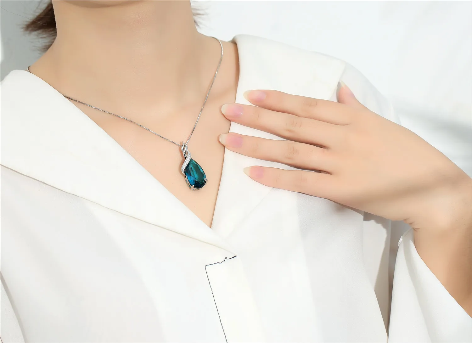 

Bohemia 925 Silver Necklace Jewelry Natural Blue Sapphire Pendant Gemstone Silver 925 Jewelry Bizuteria Sapphire Pendants