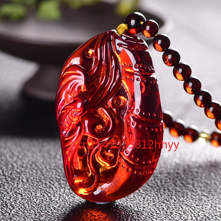 

New Products Beeswax Blood Amber Bamboo Necklace Pendant Charm Jewellery Hand-Carved Pendant for Women Men Fashion Accessories