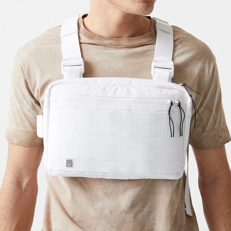 Классическая нагрудная сумка модная в стиле хип хоп черная тактическая уличная