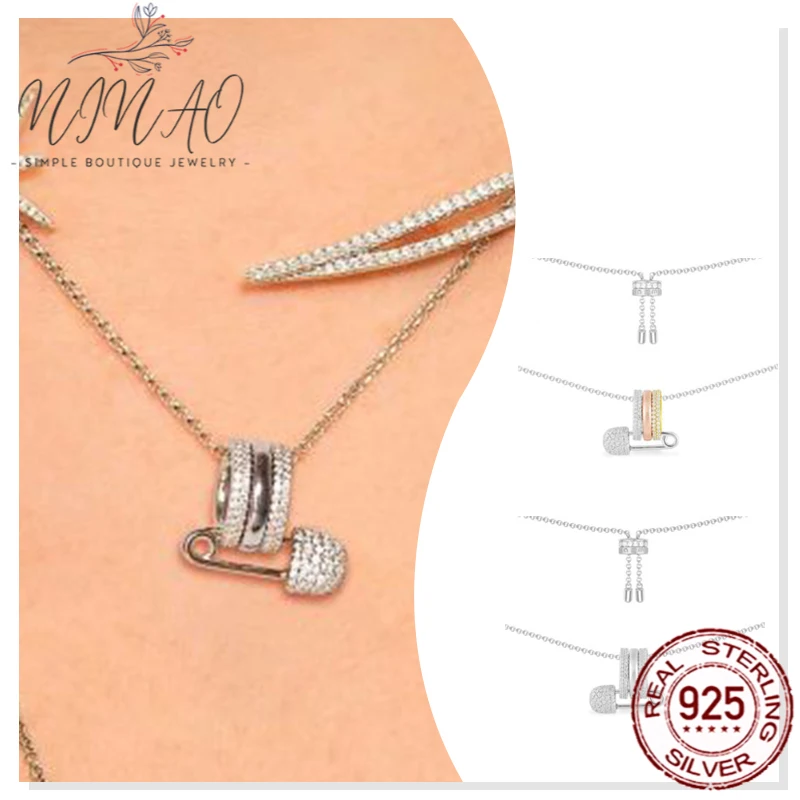 

925 Sterling Silver Zircon Necklace Pin Xiaoman Waist Necklace Holiday Gift Clavicle Chain Fashion Exquisite Ins Wind Simple