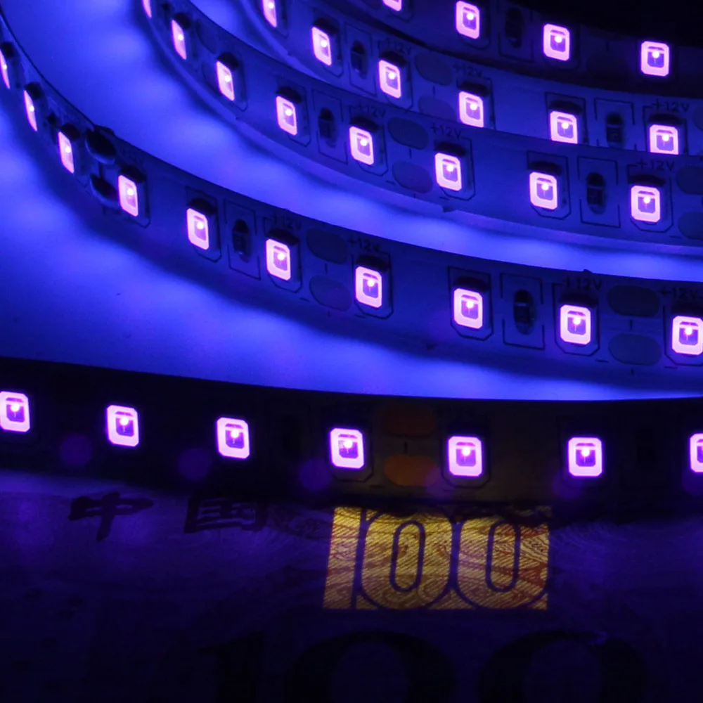 

12V UV Led Strip Light 5050 2835 SMD 395-405nm Ultraviolet Ray LED Diode Ribbon Purple Flexible Tape Lamp for DJ Fluorescence