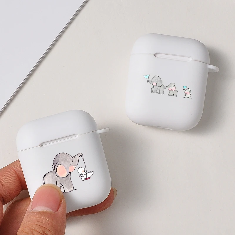 Белые чехлы с мультяшным рисунком для Apple AirPods милые детские слоны беспроводные