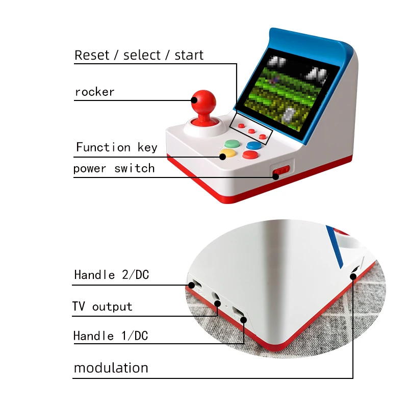 Портативная портативная игровая консоль 3 дюйма классический FC 360 Ретро