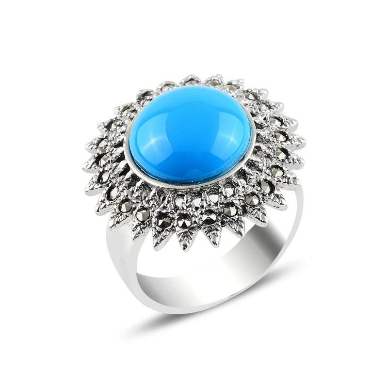 

Серебряное кольцо Silverlina из Бирюзы и марказита