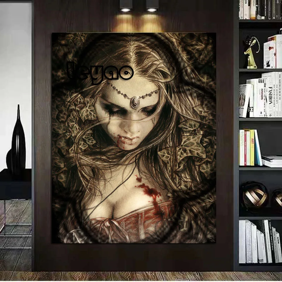 

Full Diamond Embroidery Dark Horror Fantasy Vampire Gothic Woman Diamond Painting Kits Cross Stitch Mosaic Home Decor