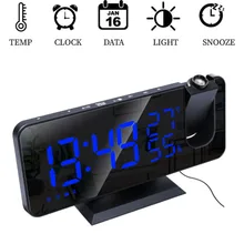 2021 LED Digital Alarm Clock Watch Table Electronic Desktop Clocks USB Wake Up FM Radio Time Projector Snooze Function 3 Color