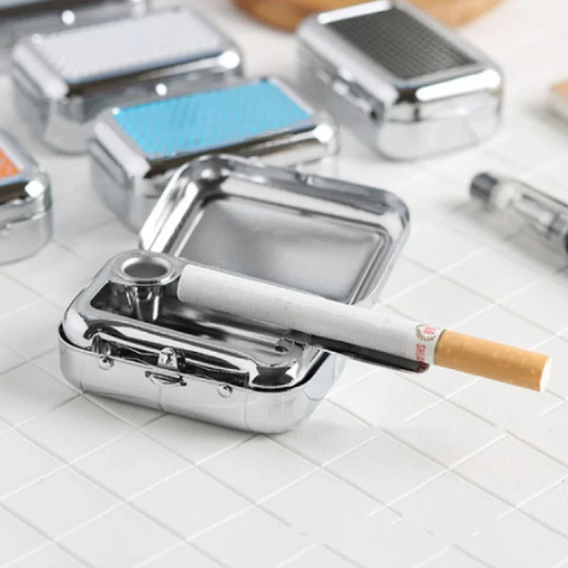 

Environmental Protection Metal Square Ashtray Creative Fashion Mini Portable Cigarette Ashtray With Lid Suitable For Any Scene