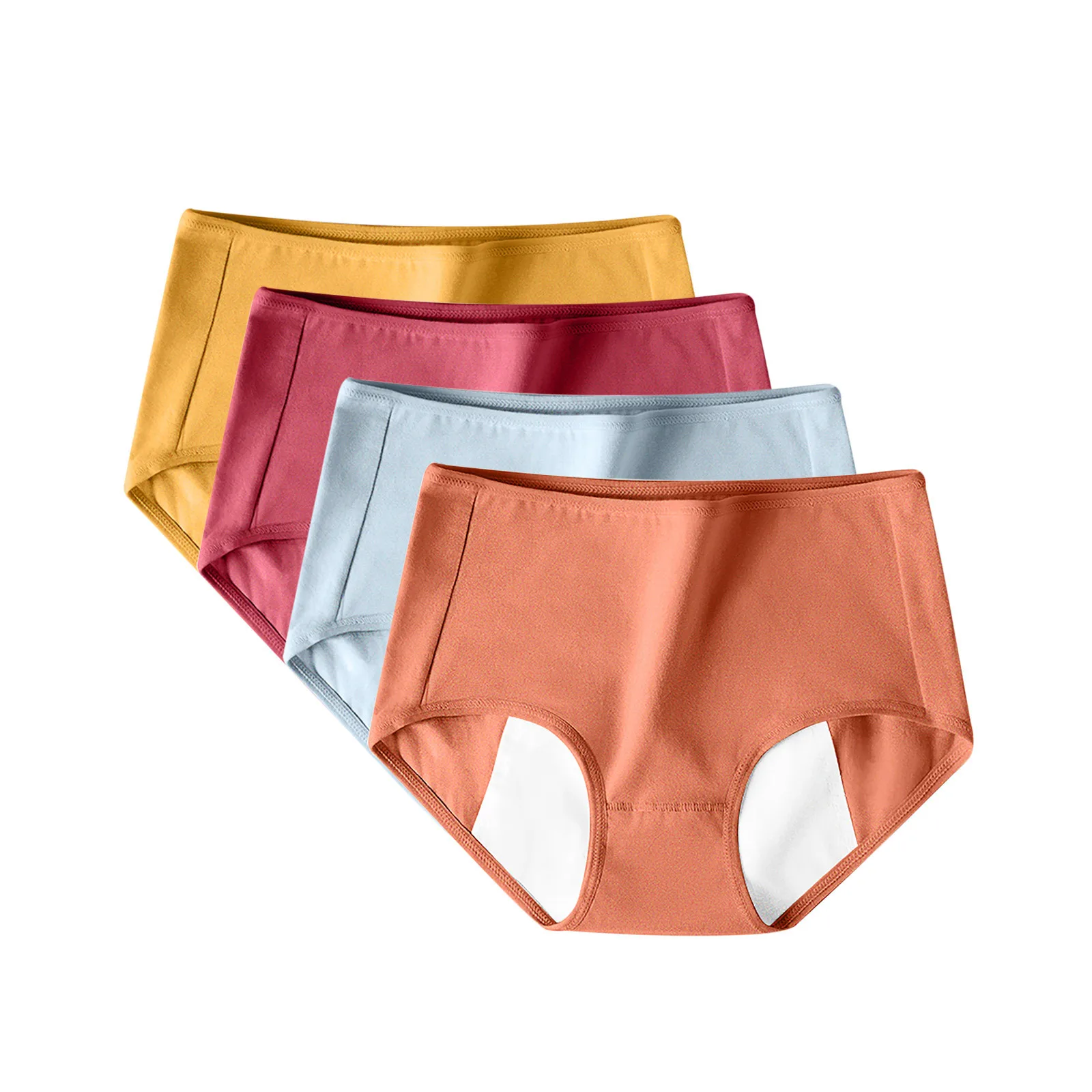 

4pc Women‘s’ Solid Color Patchwork Panties Underwear Knickers Menstrual Underwear Hip Lift Mesh Breathable Seamless Underpants