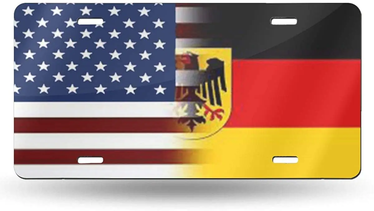 

Tina TN Personalized License Plate USA Germany Flag Decorative Car Front License Plate 6 X 12 Inch