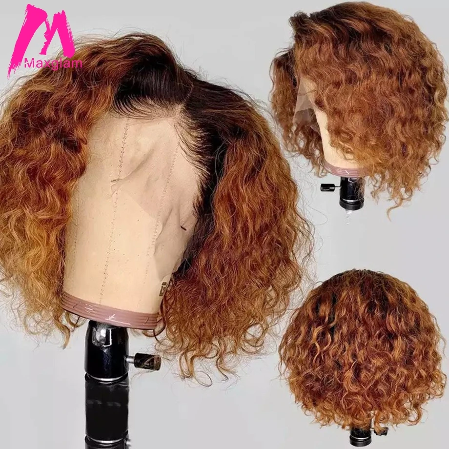 

Curly Lace Front Wigs Human Hair Ombre Honey Blonde Color 1b/27 Highlight Bob Wig Brazilian Pre plucked Deep Wave for Women