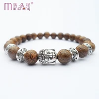 natural millettia laurentii wood beads buddha head bracelet men meditation wenge beads prayer rosary buddhism yoga bracelet