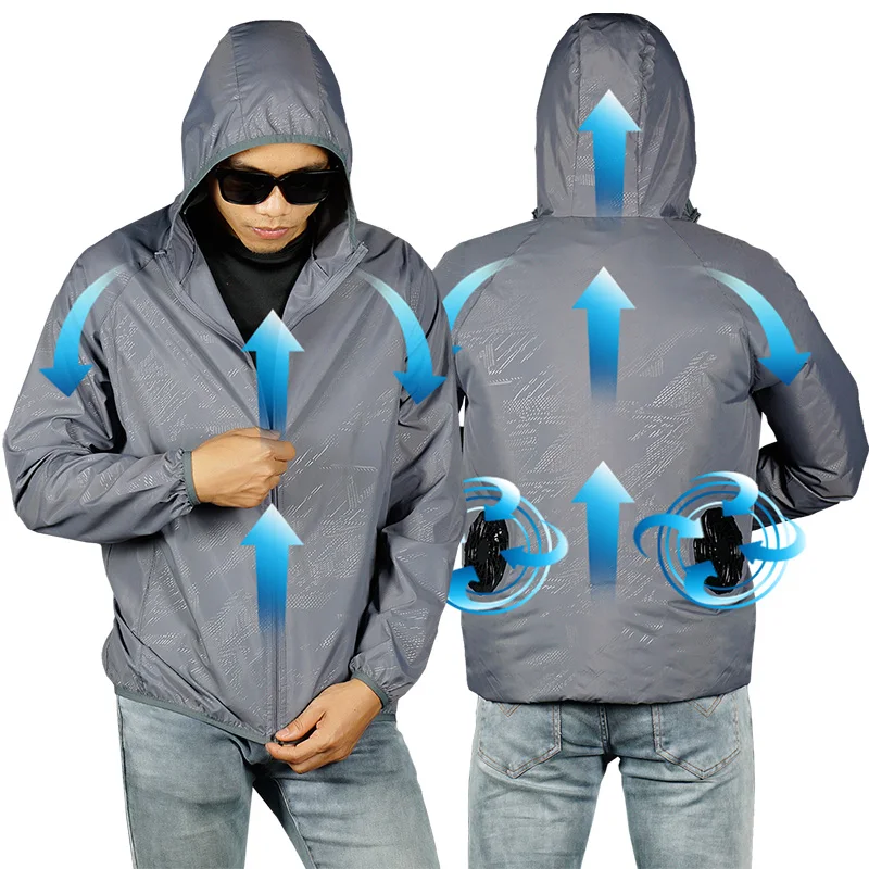 

2021 Summer Men Jacket Cooling Fan Air Conditioning Clothes Heatstroke sun-proof Coat Outdoor Working Men's waterproof jacket