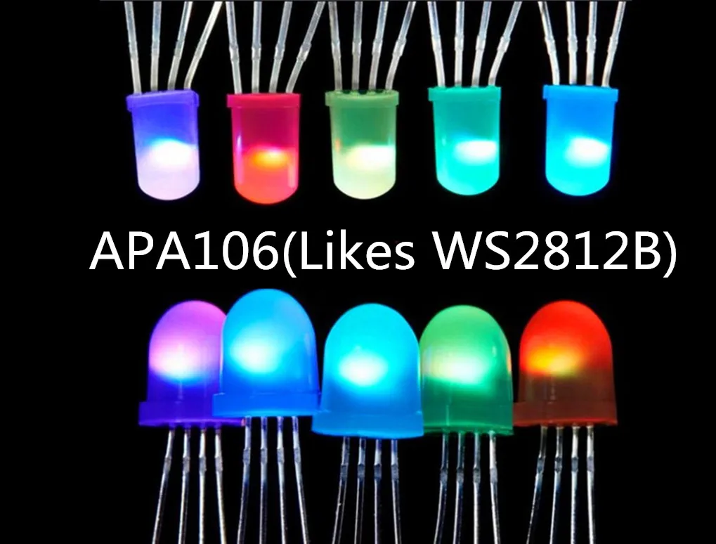 10 шт. APA106 F5 5 мм RGB светодиодный интегрированный s (как WS2812B) круглая шляпа