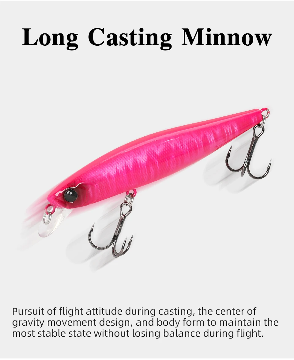 TSURINOYA 88SP Suspending Minnow Angelköder DW76 10,3 g Wobbler Long Casting Bass Pike Jerkbait Bait Movement System Tackle – Detail 9