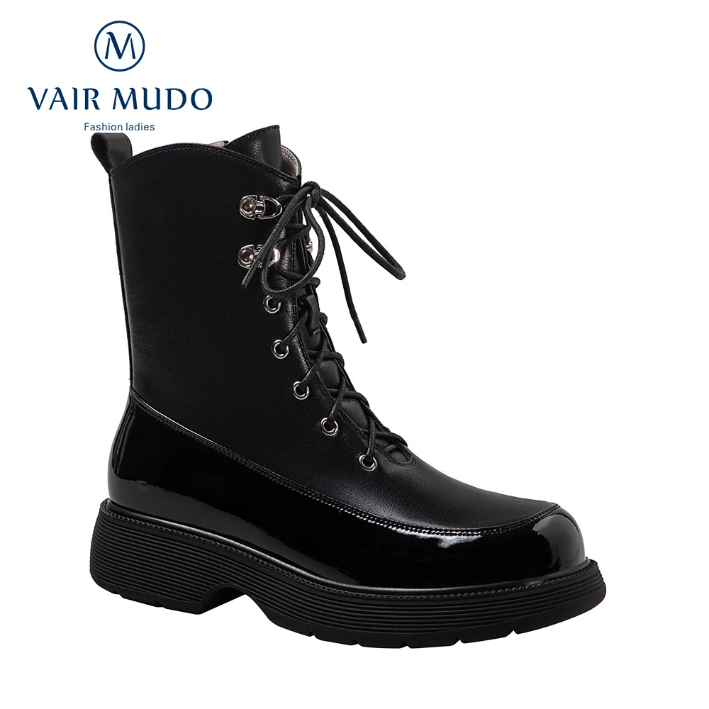 

Мотоциклетные ботинки VAIR MUDO DX106L, модные элегантные ботинки из натуральной кожи на толстой подошве, с круглым носком, на шнуровке, черного и б...