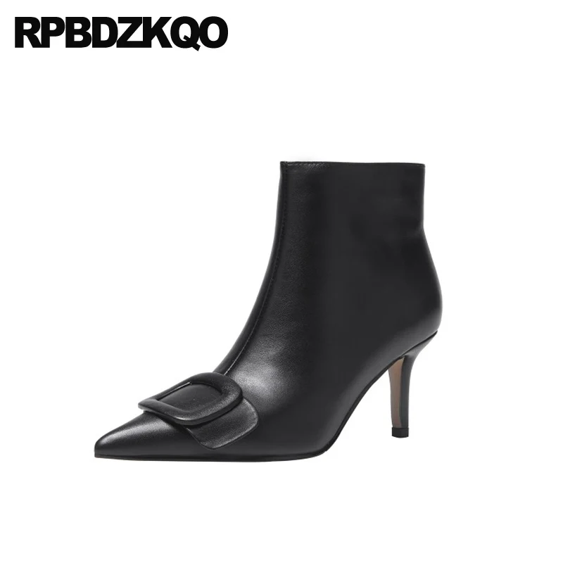 С боковой молнией сапоги на ремешках Цвет Черный Сезон осень 2021 Ботильоны