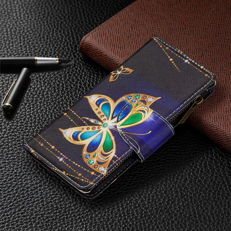

Colorful Zipper Leather Flip Wallet Case with Hand Strap Card Holder Cover For iPhone 11 Pro Max X XS Max XR 8 7 6 Plus SE 2020