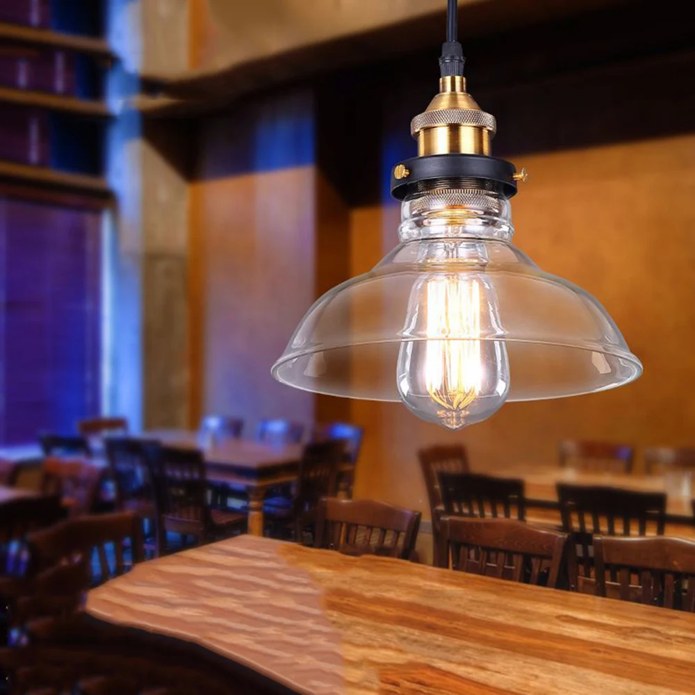 Винтажный стеклянный подвесной светильник в стиле индастриал современный с