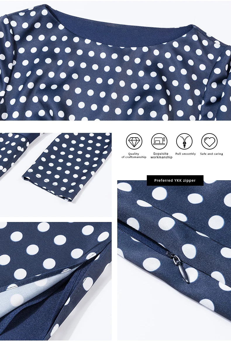 

New Arrivals Summer Women Vintage Dot Print A-Line Dress Elegant Stain Wrap Skirt For Lady