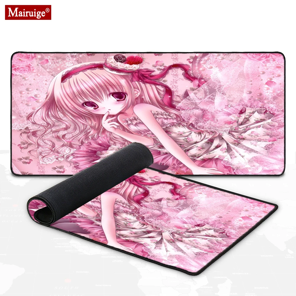 

Pink Anime Cute Girl Mouse Pad XXL Kawaii DIY Custom Keyboard Pad Game Mat Gaming Mousepad Large 900x400mm Mat 70x30cm