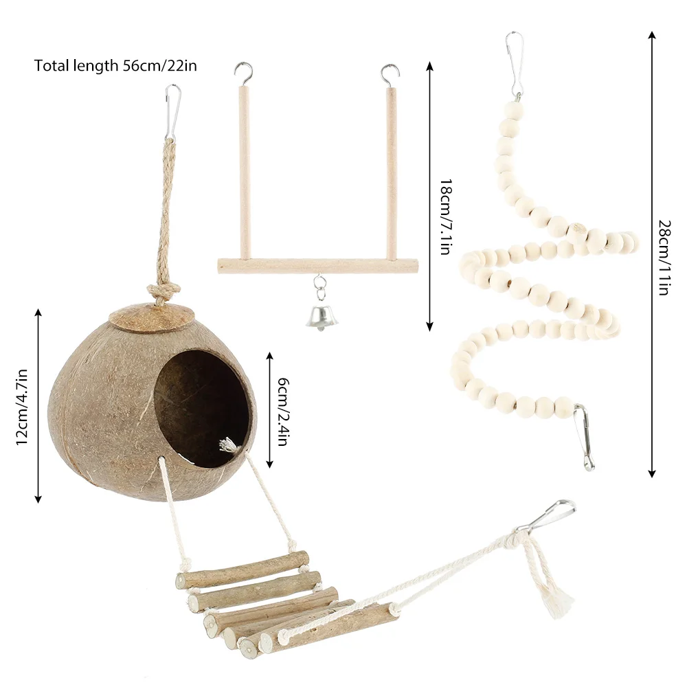 7 шт./компл. Птица Попугай игрушки деревянные подвесные качели гамак для