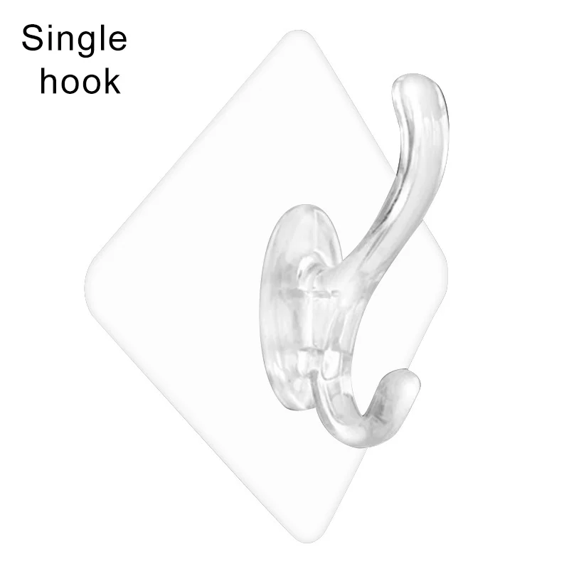 

Transparent Adhesive Seamless Wall Hooks Strong Non Marking Sticking Hook Waterproof Oil-proof No Punching Hooks In Stock