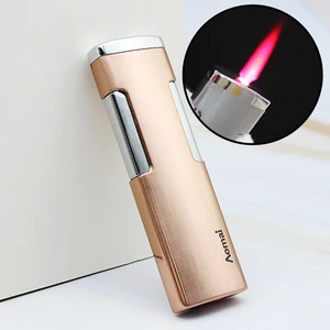 2021 Interesting Compact Ultra-thin Gas Lighter Butane Turbine Torch Windproof Lighter Mens Smoking Cigar Accessories Gadget Gi