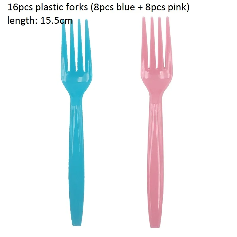16pcs fork Девушка или мальчик пол раскрывает латексный воздушный шар одноразовая посуда для детского душа день рождения украшения для детей - Цвет: 16pcs fork