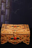 24tibetan temple collection old tibetan silver filigree gilt mosaic gem treasure chest jewelry box storage box office ornaments