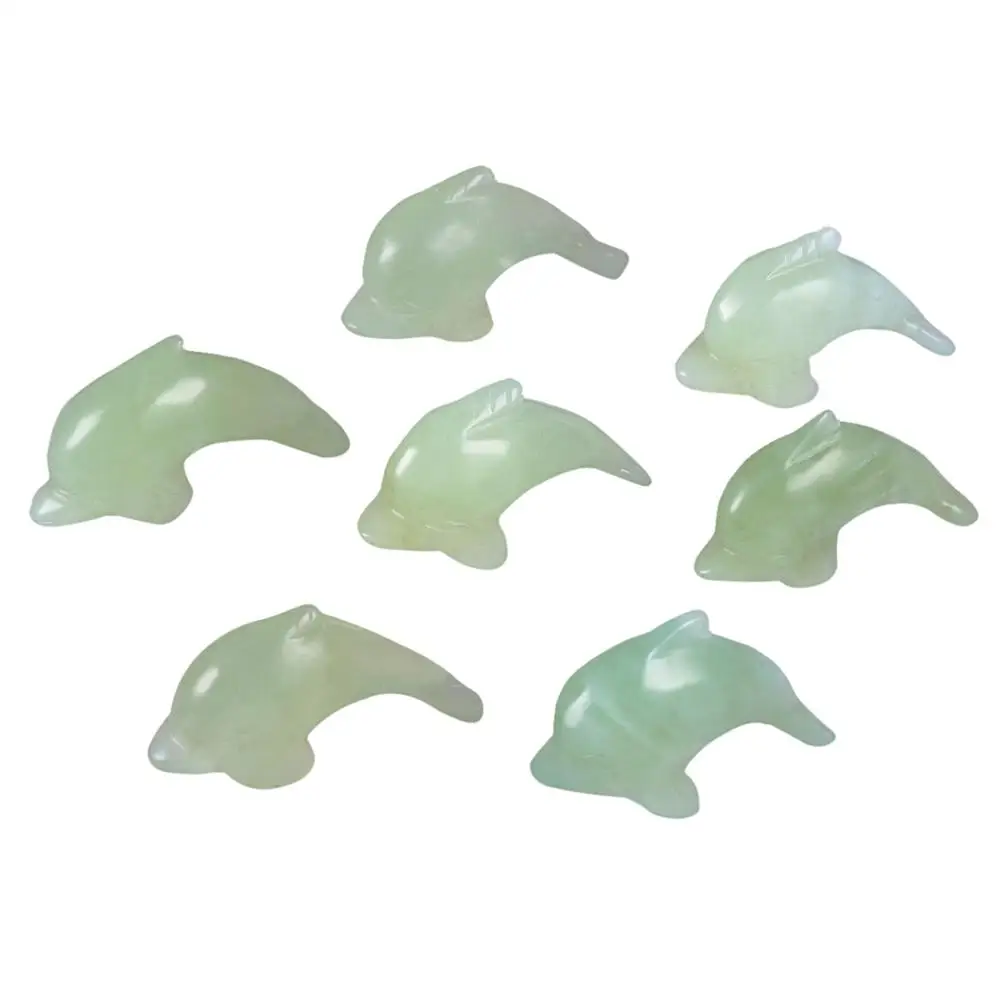 

TUMBEELLUWA 1.4'' Hand Carved Dolphin Xiuyan Jade,Healing Gem stone Animal Statue Figurine Home Decoration Love Crystals Gift