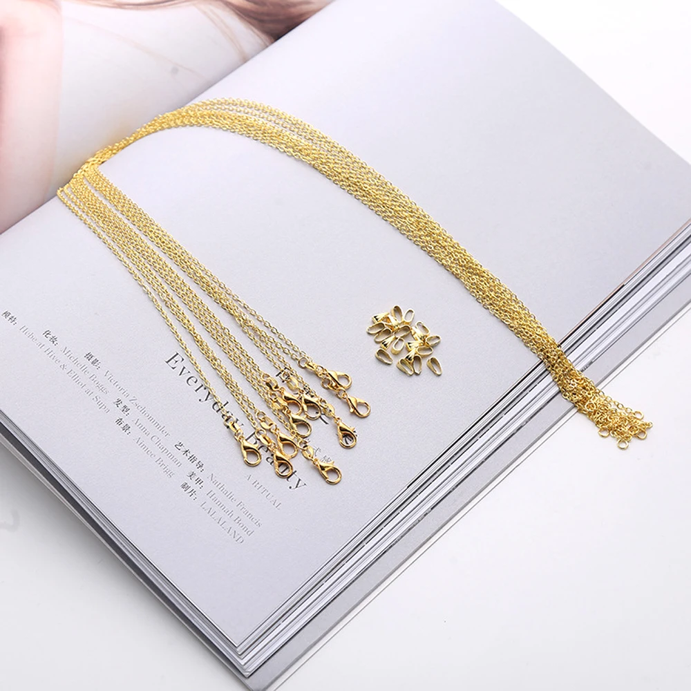 100 шт. женских серебряных/золотых/бронзовых о-образных ожерелий на 1,8 мм тонкой роло-цепи для изготовления ювелирных изделий с заводской ценой прямых продаж.