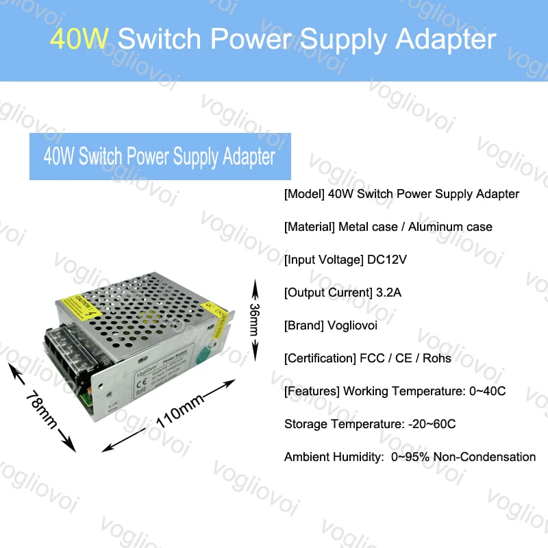 Vogliovoi Трансформаторы освещения 110V 220V к DC 12V 3.2A CCTV Блок питания светодиодной ленты