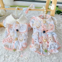 simple design handmade adorable dog clothes hollow out lace cotton doll collar pet shirt cute outwear day dress maltese yorkie