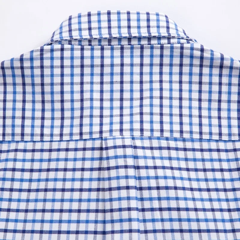 High Quality S-6XL 100% Pure Cotton Oxford Men's Plaid Shirts Man Home Casual Long sleeve Shirt for Men White Black Blue Shirt