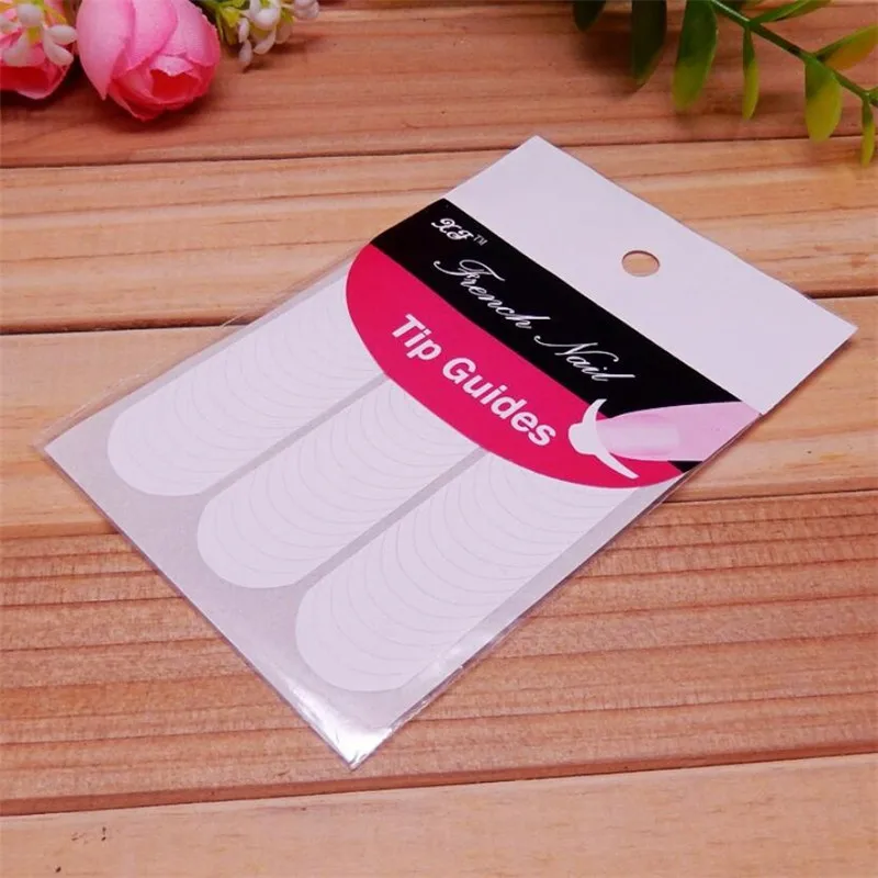 

2Packs=96PCS New Fashion White French Manicure Strip Nail Art Form Fringe Guides Sticker DIY Line Tips Nail stickers accessories