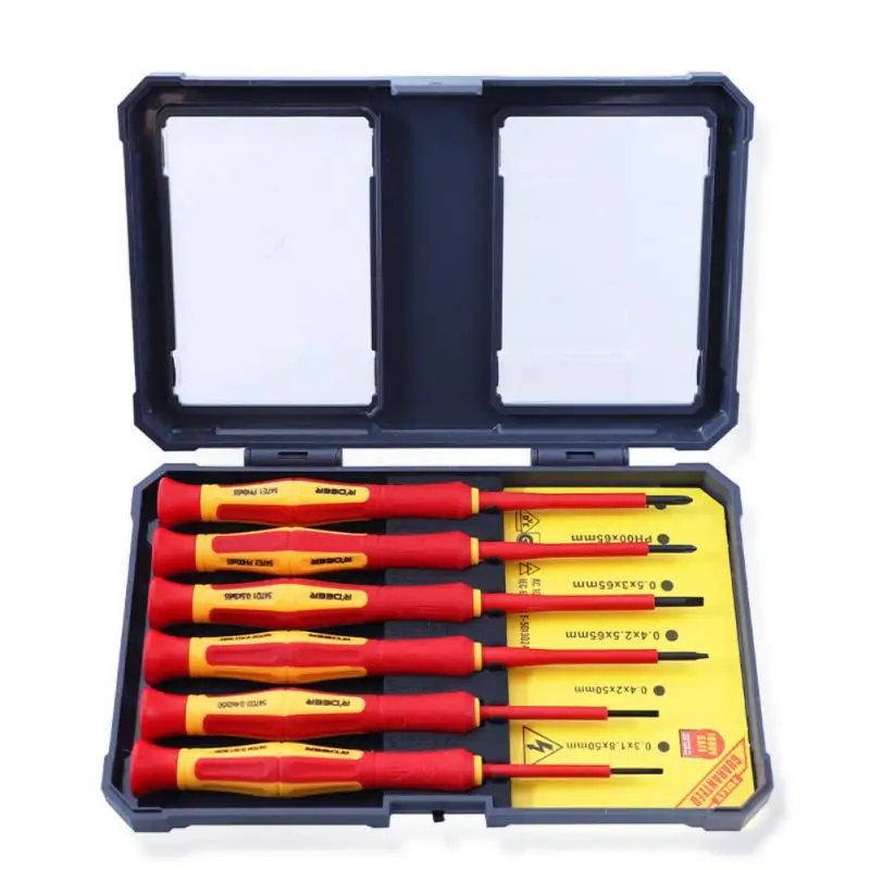 

6PCS Insulated Screwdriver Set Multi-function Precision Insulated Screwdriver Alloy Steel Slotted Bits Home Electrician Supplies