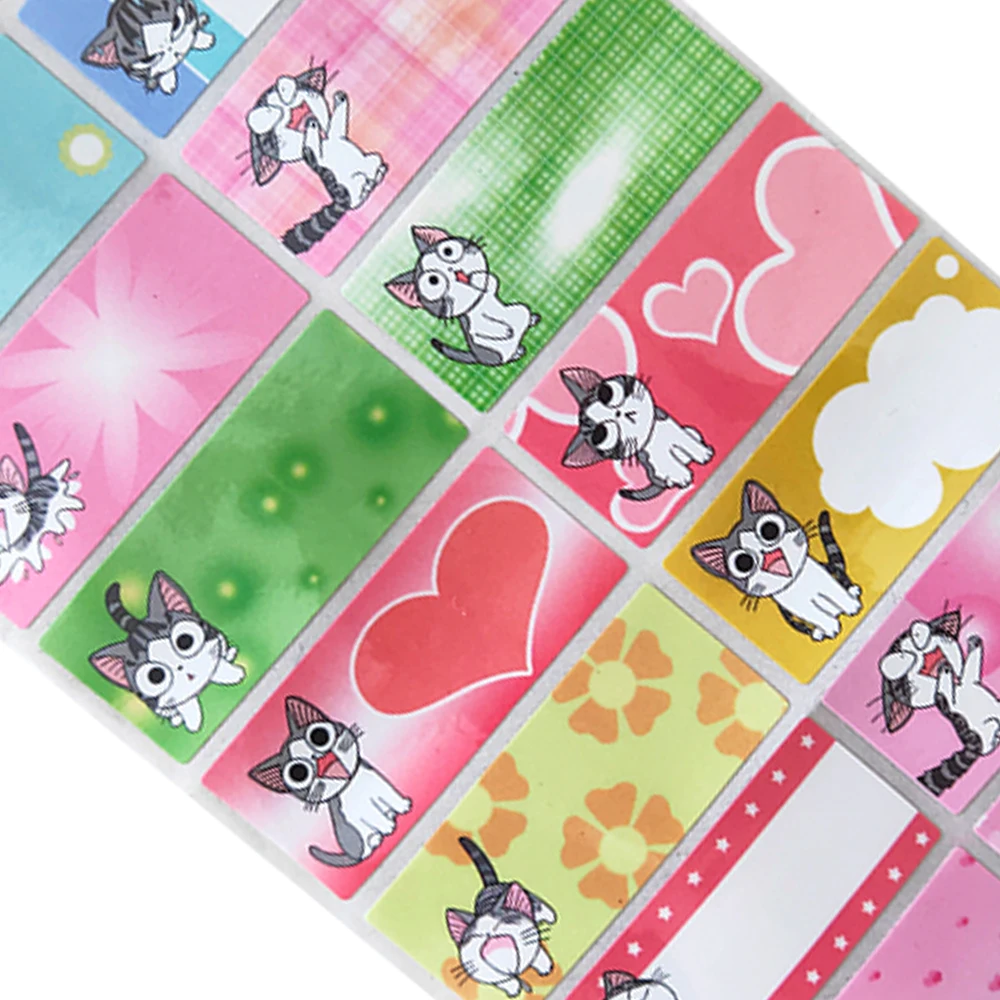 DIY Cartoon Cat Pattern Waterproof Blank Name Stickers Custom Girl Personal Sticker Personalized Handwritten Stationery Label | Дом и сад