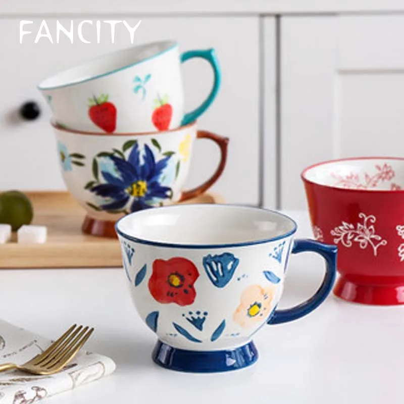 

FANCITY Coffee cup creative personality trend large capacity ceramic mug Nordic ins simple breakfast cup