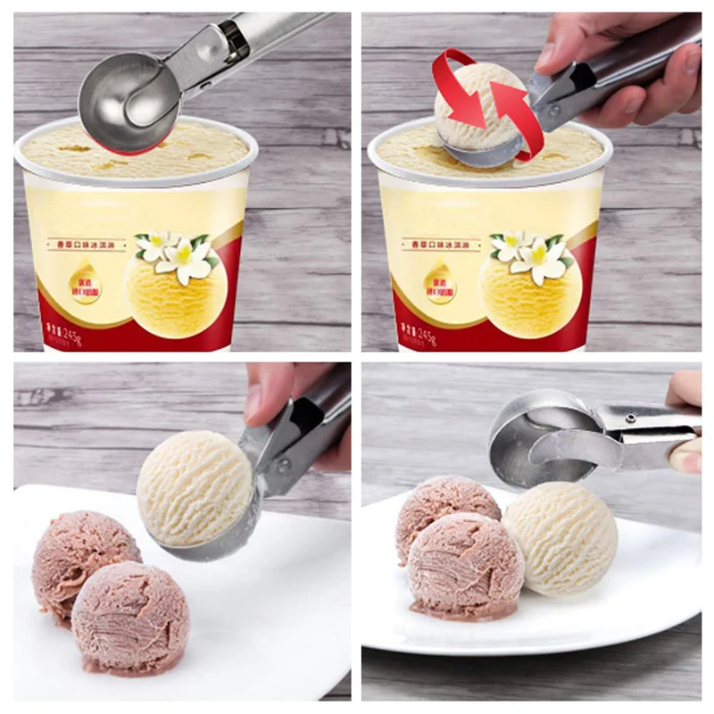 

Ice Cream Scoop Stainless Steel Ice Cream Spoon Watermelon Baller Scoop Fruit Dessert Spoon Ice Cream Ball Maker Kitchen Tools