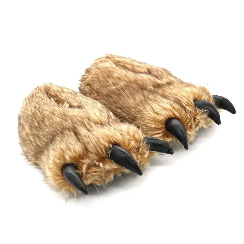 

New Arrival Couple's Cartoon Funny Bear Claw Slippers Winter Indoor Home Warm Cotton Fabric Women Shoes Lovely Plush Soft Slides