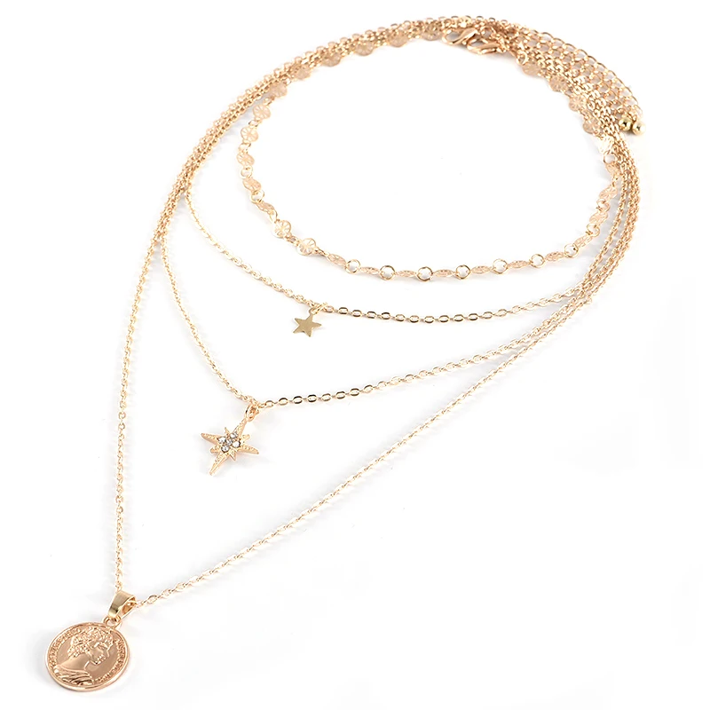 Модные женские ожерелья 4 шт./компл. колесо восьмиугольник звезда диск портрет