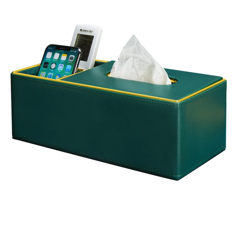 

PU Leather Multifunctional Desktop Remote Control Storage Tissue Pumping Box