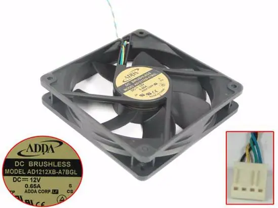 Охлаждающий вентилятор для сервера ADDA AD1212XB-A7BGLS DC 12 В 120 А 120x25 мм, 4 провода