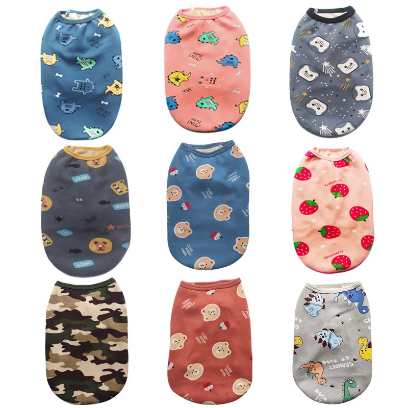 

Одежда для собаки, милая мультяшная полосатая одежда для питомца, щенка, новый плюшевый жилет, кошка, французский бульдог, драка, Померанска...